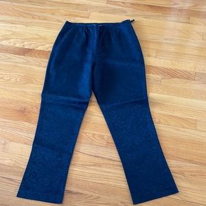 Black damask pants. Cotton/acetate blend plus 3% Lycra. Like new. Sz Vintage 14